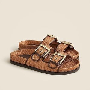 J Crew New Colbie wide-strap buckle sandals in faux raffia CH728